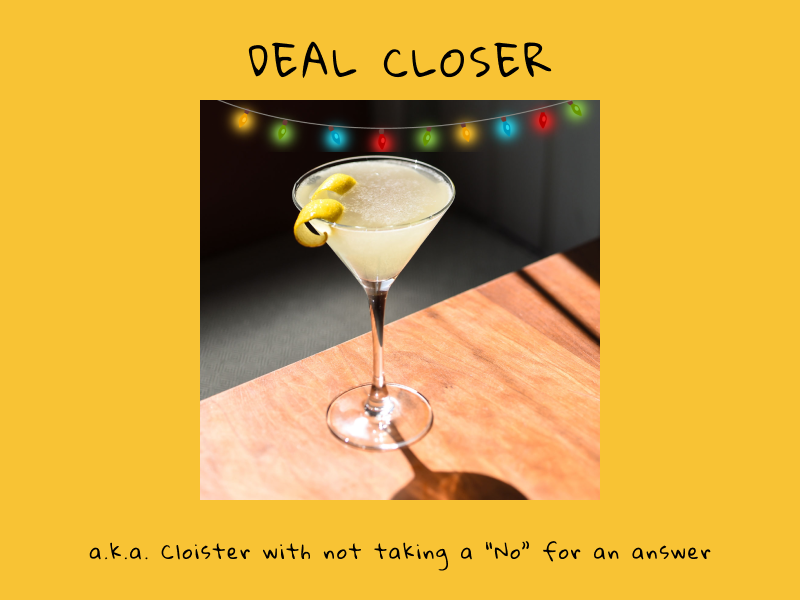 Business-themed cocktail Deal Closer